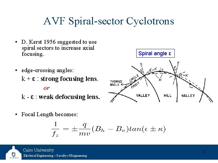 AVF Spiral-sector Cyclotrons • D. Kerst 1956 suggested to use spiral sectors to increase