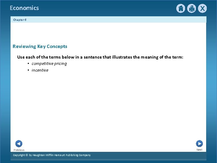 Economics Chapter 6 Reviewing Key Concepts Use each of the terms below in a