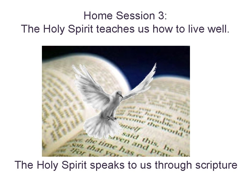 Home Session 3: The Holy Spirit teaches us how to live well. The Holy