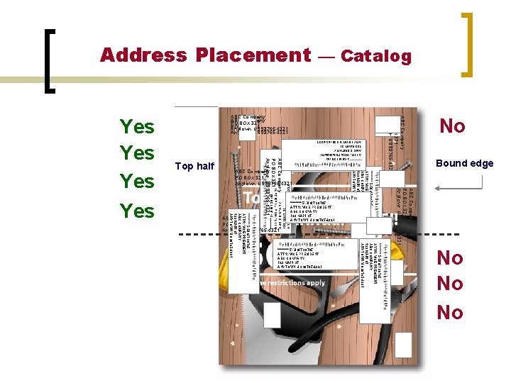 Address Placement — Catalog ******** 5 -DIGIT 98765 ATTN: VICE PRESIDENT ABC COMPANY 123