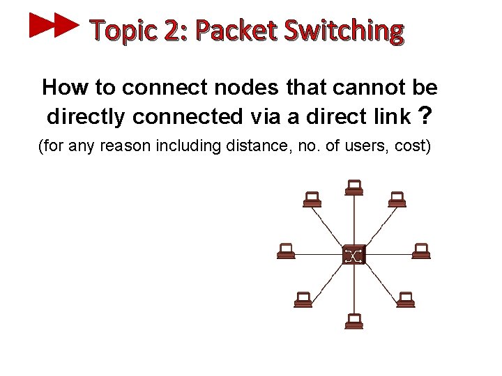 Topic 2: Packet Switching How to connect nodes that cannot be directly connected via