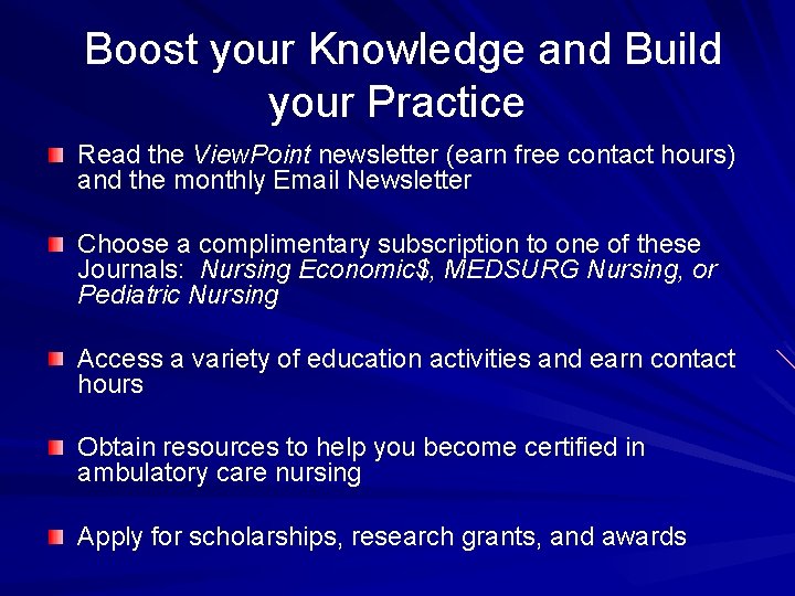  Boost your Knowledge and Build your Practice Read the View. Point newsletter (earn