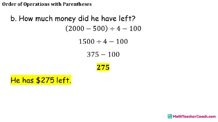 Order of Operations with Parentheses 