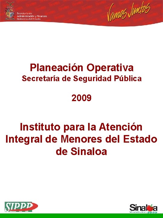 Planeación Operativa Secretaría de Seguridad Pública 2009 Instituto para la Atención Integral de Menores