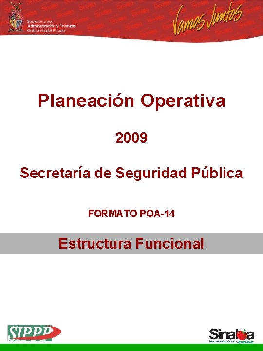 Planeación Operativa 2009 Secretaría de Seguridad Pública FORMATO POA-14 Estructura Funcional 