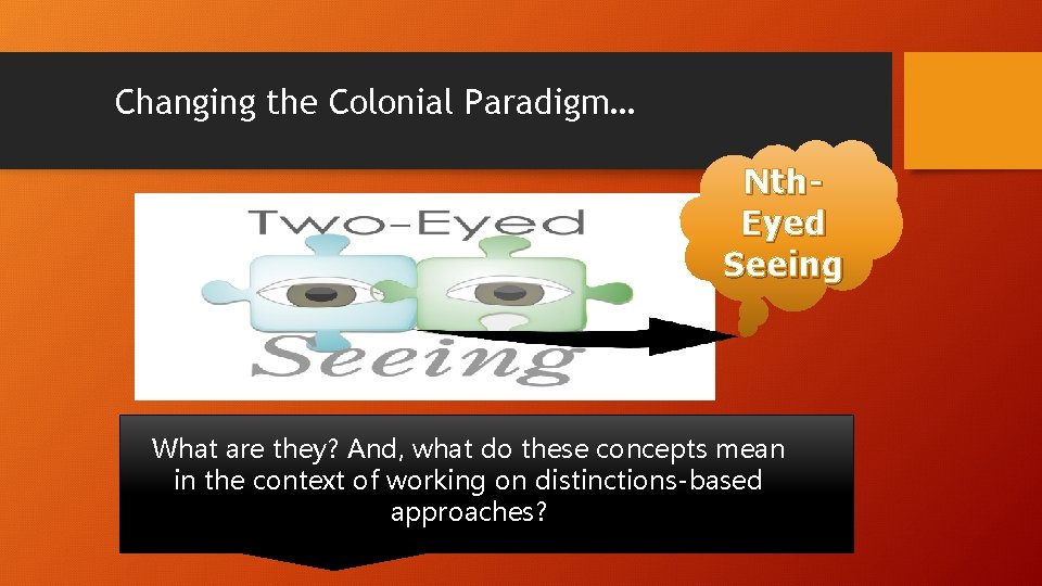 Changing the Colonial Paradigm… Nth. Eyed Seeing What are they? And, what do these