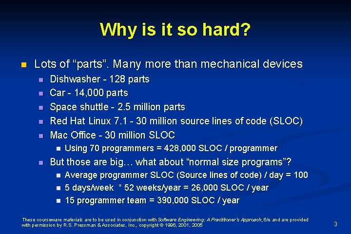 Why is it so hard? n Lots of “parts”. Many more than mechanical devices