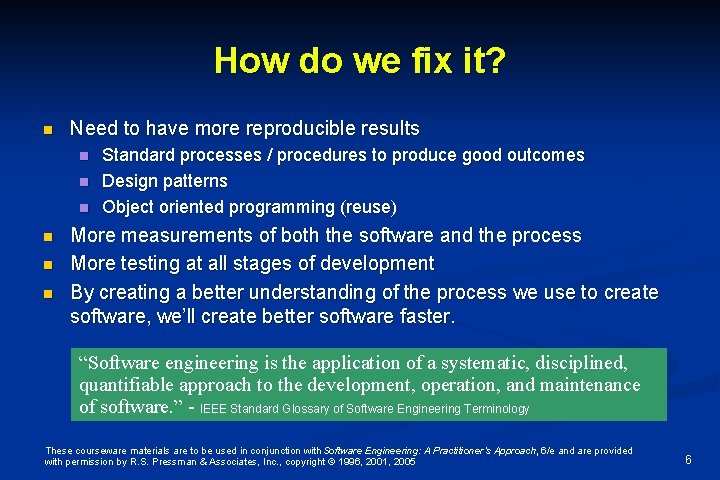 How do we fix it? n Need to have more reproducible results n n