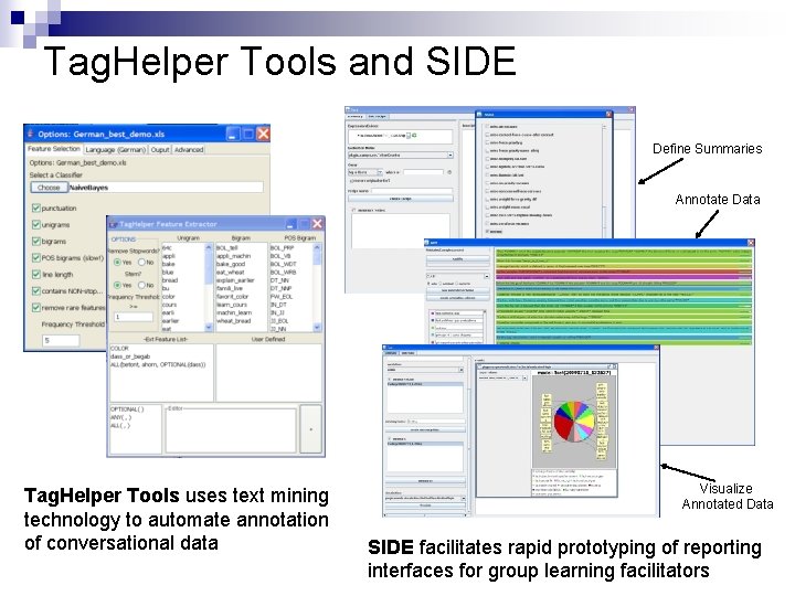 Tag. Helper Tools and SIDE Define Summaries Annotate Data Tag. Helper Tools uses text