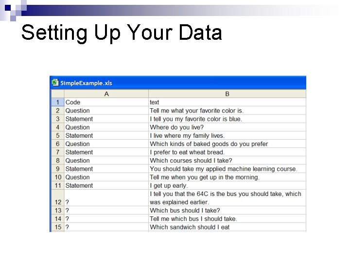 Setting Up Your Data 