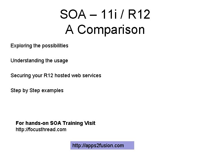Soa R Ii SOA 11 i R 12 A Comparison Exploring