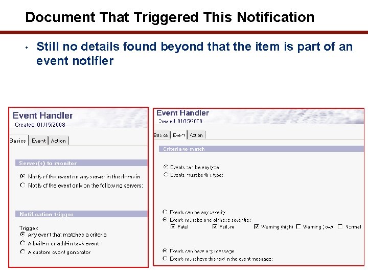 Document That Triggered This Notification • Still no details found beyond that the item
