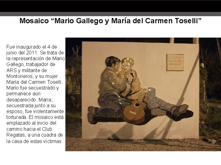 Mosaico “Mario Gallego y María del Carmen Toselli” Fue inaugurado el 4 de junio