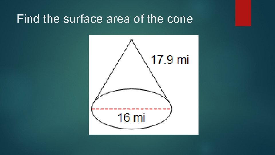 Find the surface area of the cone 