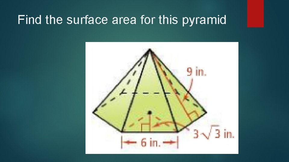 Find the surface area for this pyramid 