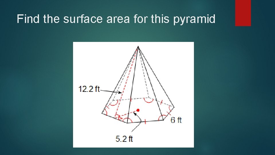 Find the surface area for this pyramid 