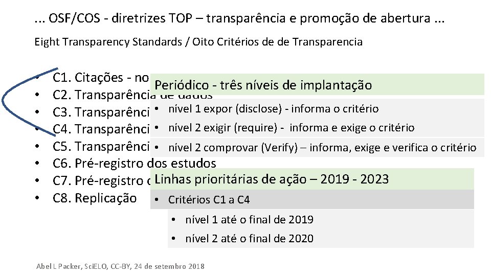 . . . OSF/COS - diretrizes TOP – transparência e promoção de abertura. . . . . OSF/COS - diretrizes TOP – transparência e promoção de abertura. .