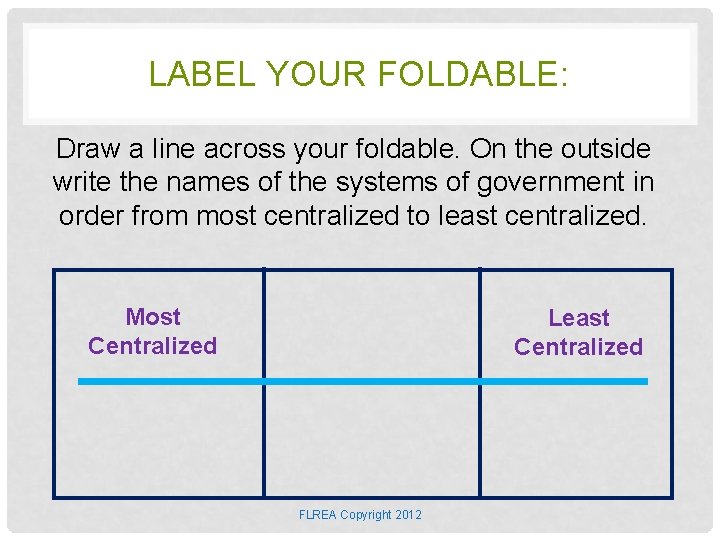 LABEL YOUR FOLDABLE: Draw a line across your foldable. On the outside write the