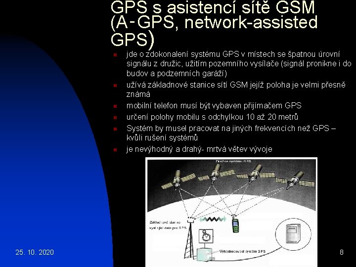 GPS s asistencí sítě GSM (A‑GPS, network-assisted GPS) n n n 25. 10. 2020