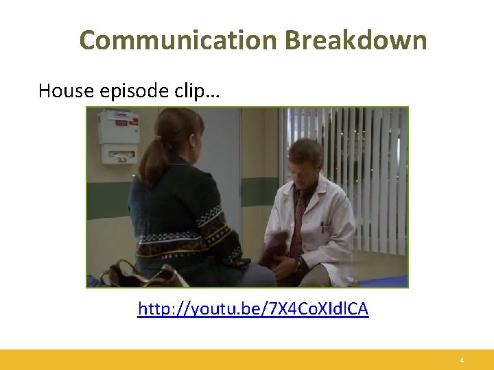 Communication Breakdown House episode clip… http: //youtu. be/7 X 4 Co. XIdl. CA 4