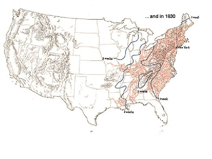 Roads and travel times - …and 1800 in 1830 