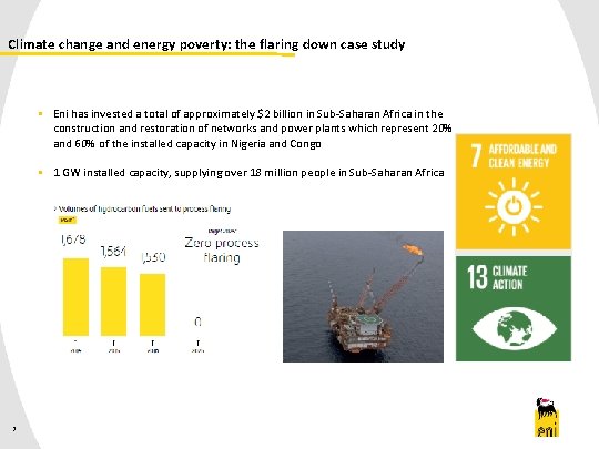 Climate change and energy poverty: the flaring down case study § Eni has invested