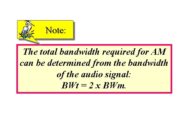 Note: The total bandwidth required for AM can be determined from the bandwidth of