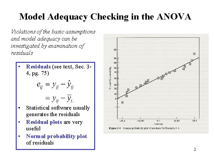 Model Adequacy Checking in the ANOVA Text reference