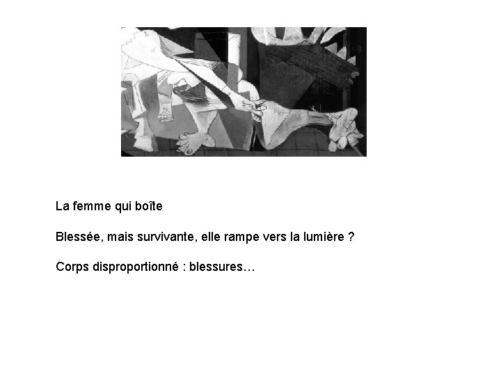 La femme qui boîte Blessée, mais survivante, elle rampe vers la lumière ? Corps