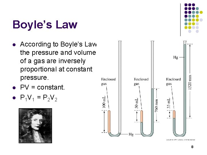 Boyle’s Law l l l According to Boyle’s Law the pressure and volume of