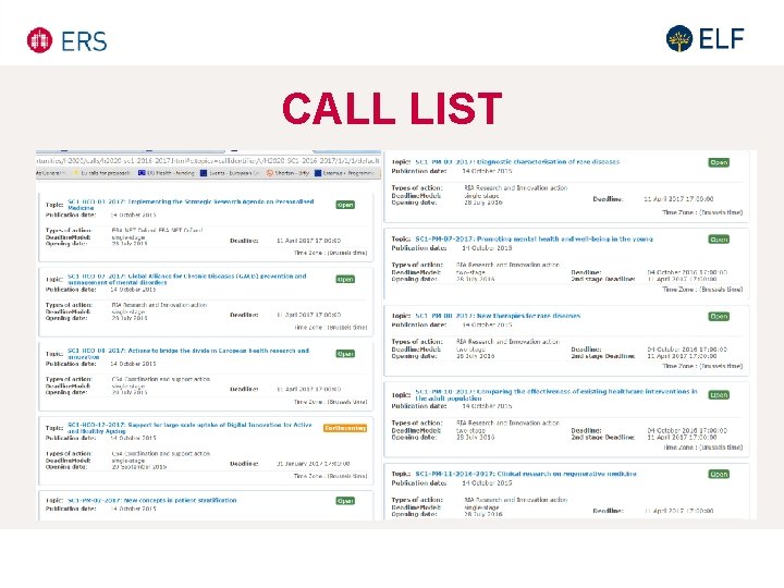 CALL LIST CALL LIST