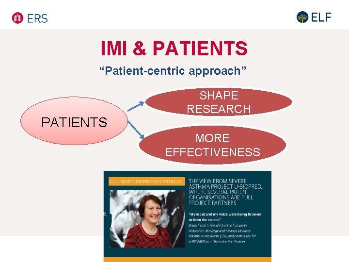 IMI & PATIENTS “Patient-centric approach” PATIENTS SHAPE RESEARCH MORE EFFECTIVENESS IMI & PATIENTS “Patient-centric approach” PATIENTS SHAPE RESEARCH MORE EFFECTIVENESS