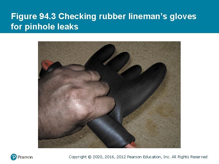Figure 94. 3 Checking rubber lineman’s gloves for pinhole leaks Copyright © 2020, 2016,