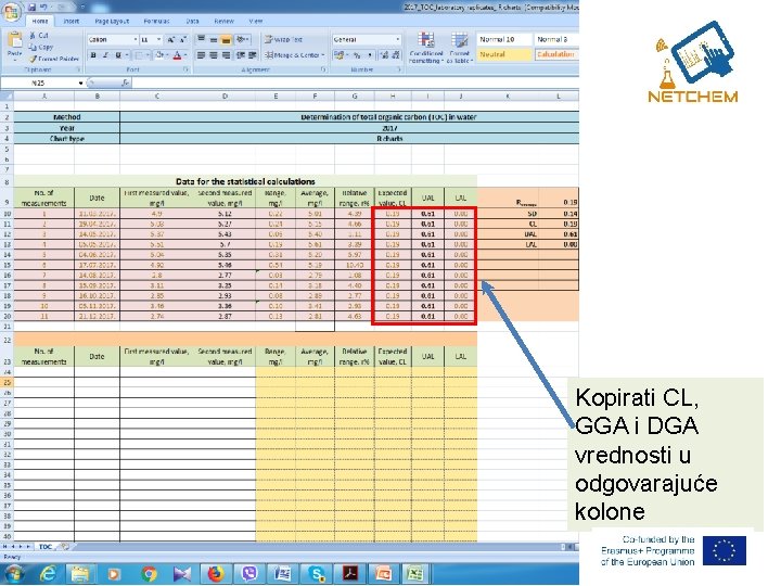 Kopirati CL, GGA i DGA vrednosti u odgovarajuće kolone Kopirati CL, GGA i DGA vrednosti u odgovarajuće kolone