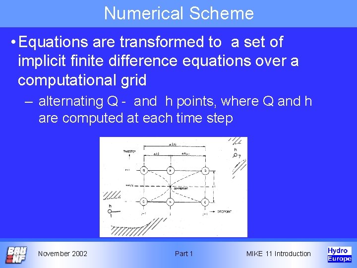 Numerical Scheme • Equations are transformed to a set of implicit finite difference equations Numerical Scheme • Equations are transformed to a set of implicit finite difference equations