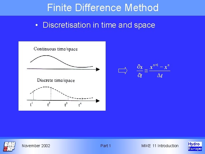 Finite Difference Method • Discretisation in time and space ¶x x n +1 - Finite Difference Method • Discretisation in time and space ¶x x n +1 -