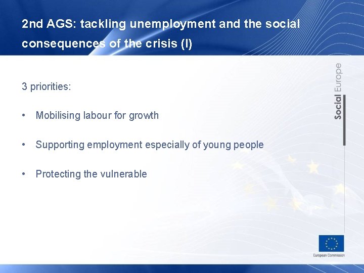2 nd AGS: tackling unemployment and the social consequences of the crisis (I) 3