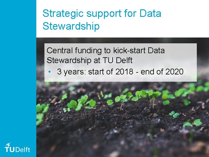 Strategic support for Data Stewardship Central funding to kick-start Data Stewardship at TU Delft