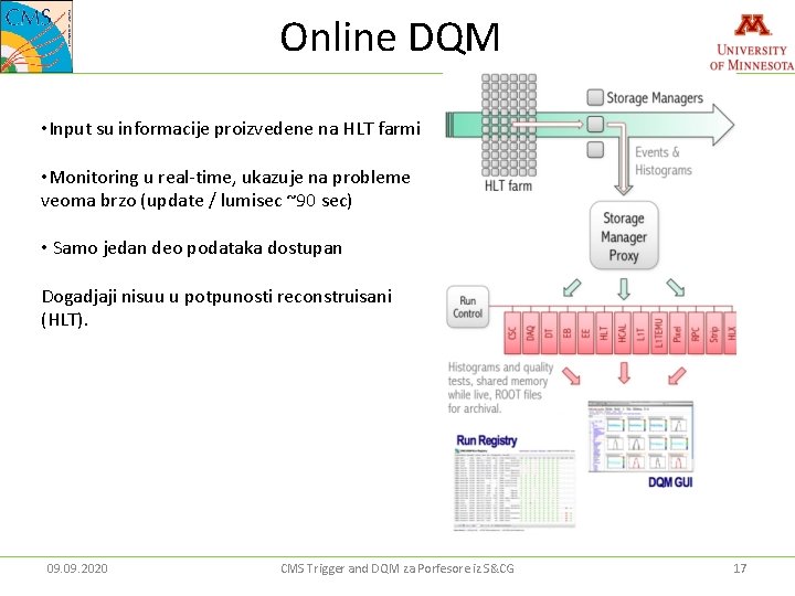 Online DQM • Input su informacije proizvedene na HLT farmi • Monitoring u real-time,
