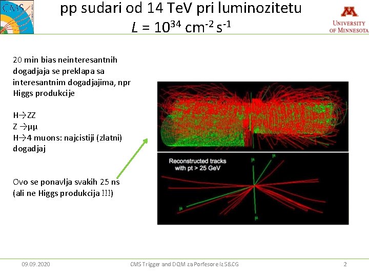 pp sudari od 14 Te. V pri luminozitetu L = 1034 cm-2 s-1 20