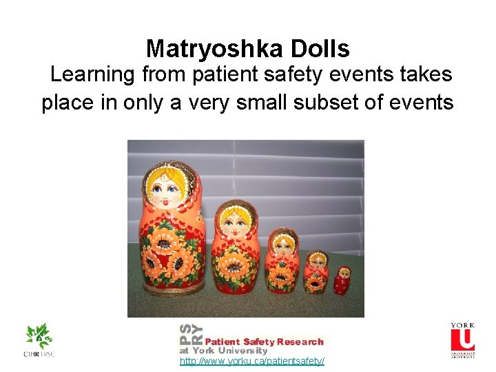 Matryoshka Dolls Learning from patient safety events takes place in only a very small