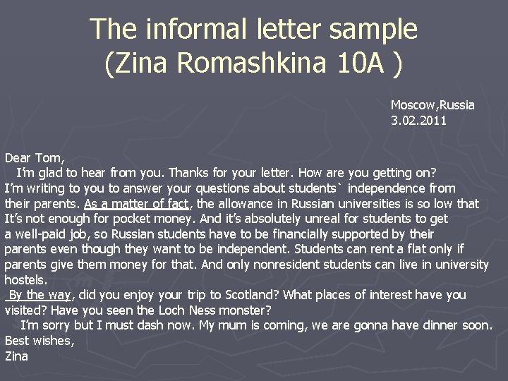 Writing Letters The Aim Of My Presentation Is