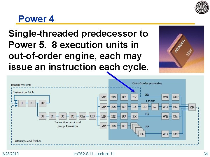 Power 4 Single-threaded predecessor to Power 5. 8 execution units in out-of-order engine, each