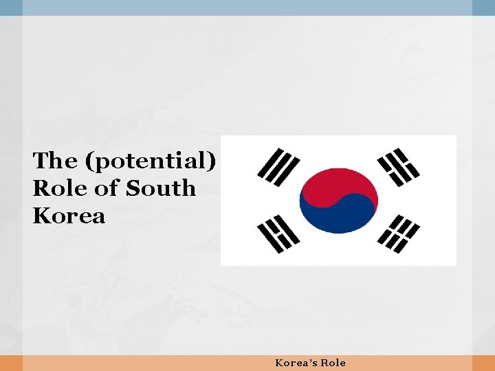 The (potential) Role of South Korea’s Role 