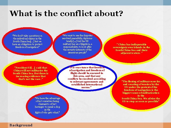 What is the conflict about? ‘’We don’t take a position on the individual claims