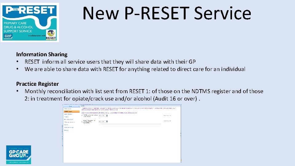 New P-RESET Service Information Sharing • RESET inform all service users that they will