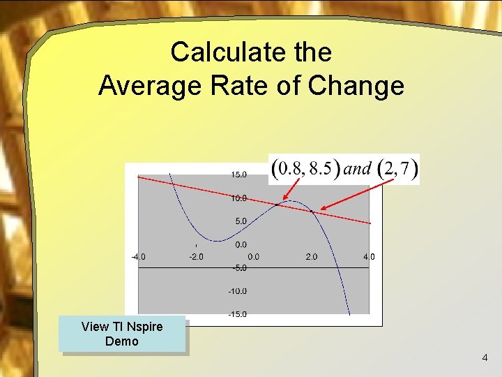 Calculate the Average Rate of Change View TI Nspire Demo 4 