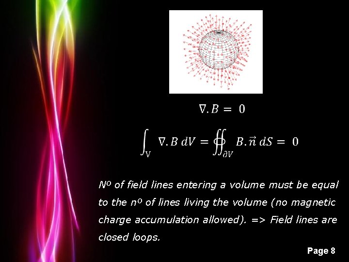 Nº of field lines entering a volume must be equal to the nº of