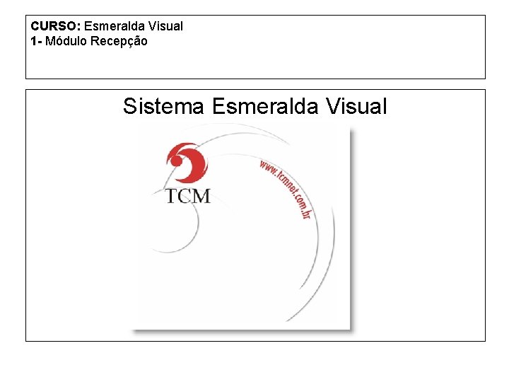 CURSO: Esmeralda Visual 1 - Módulo Recepção Sistema Esmeralda Visual 