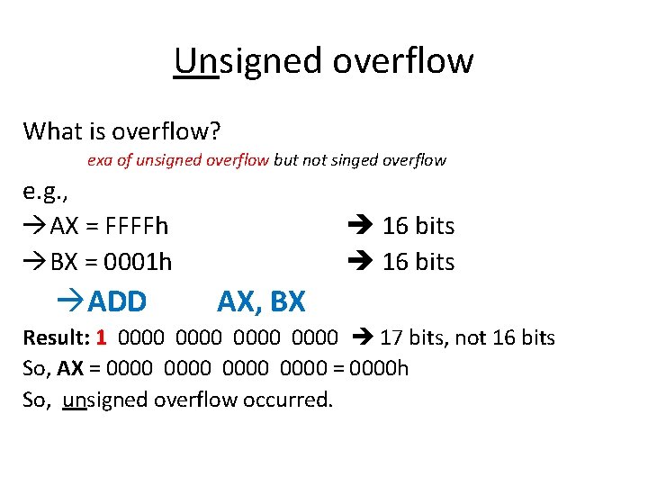 Unsigned overflow What is overflow? exa of unsigned overflow but not singed overflow e. Unsigned overflow What is overflow? exa of unsigned overflow but not singed overflow e.
